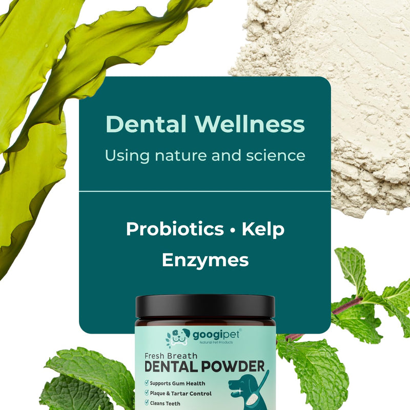 Googipet Dental Powder for Dogs Teeth Cleaning - Dog Dental Powder Breath Freshener & Plaque Remover - Tartar Remover for Dogs & Dog Breath Freshener Plaque Off W/Kelp, Parsley, Rosemary, & Mint