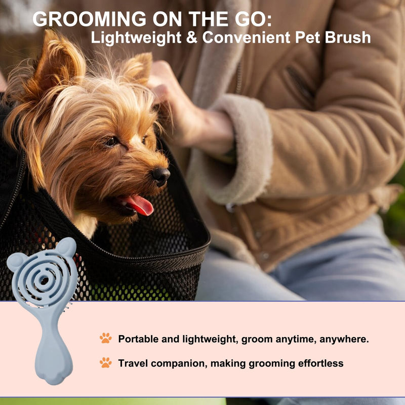 Cat-Ear Design Puppy Brush, Gentle Soft-Bristle Small Dogs Plastic Detangling Grooming Tool, Fit for Yorkie Shih Tzu Maltese Maltipoo (Blue) Blue