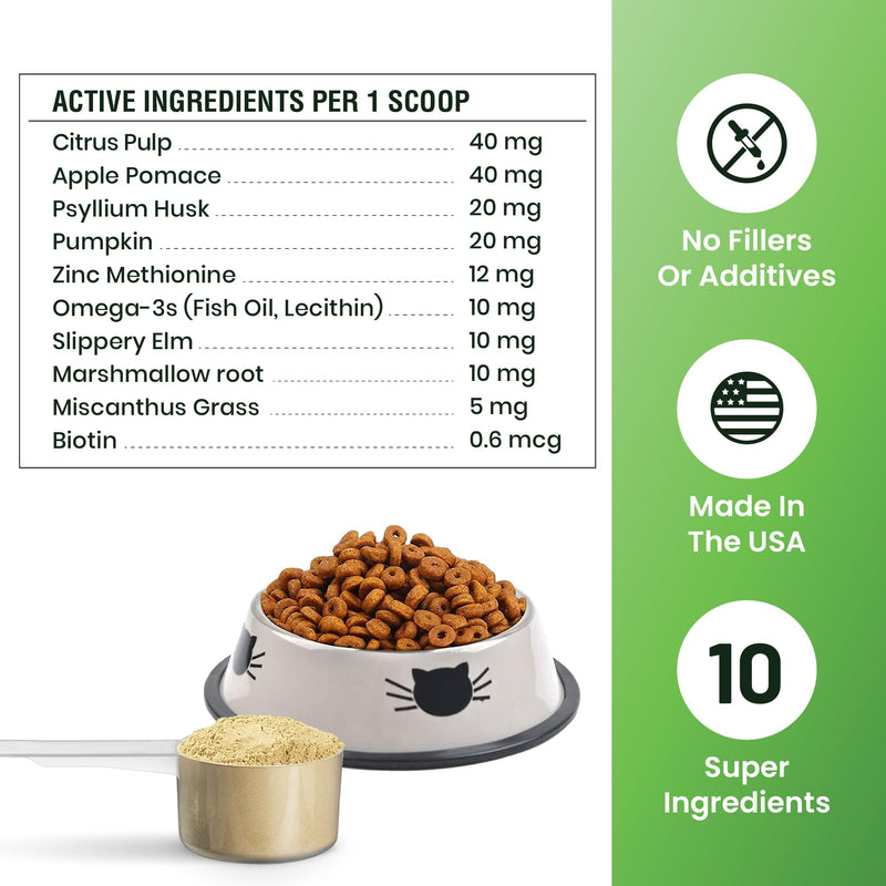 Special Breed Hairball Support for Cats - 10 Super Ingredients for Hairball Relief, Digestive Support & Healthy Skin - No Fillers - Psyllium, Pumpkin, Omega-3s & More - 120 Scoops 1.27oz