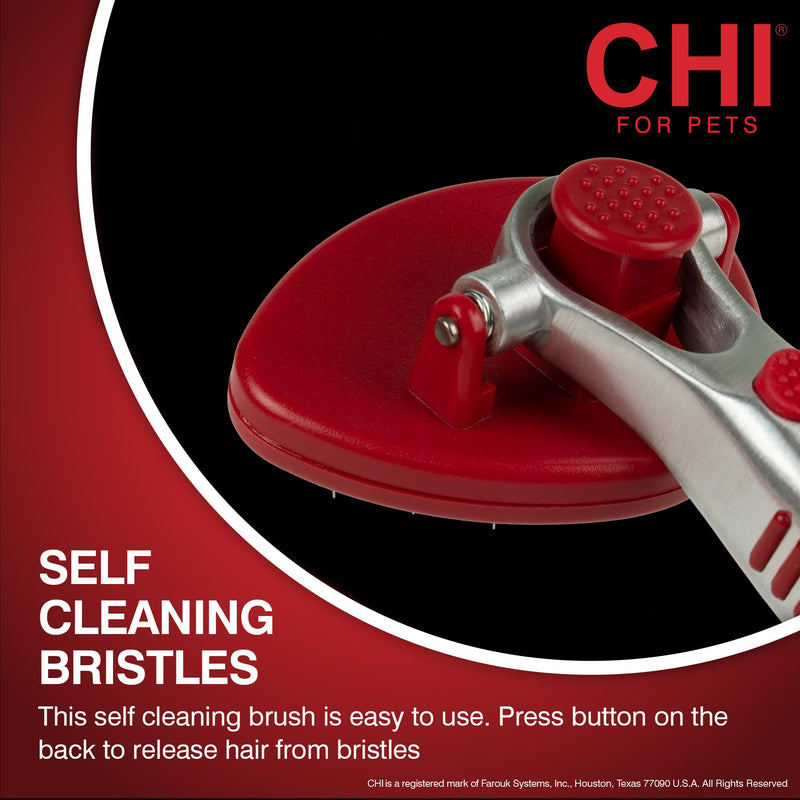 CHI for Cats High-End Self-Cleaning Slicker Brush, Perfect for Indoor Long-Haired Pets, Effective Shedding and Grooming Tool - PawsPlanet Australia