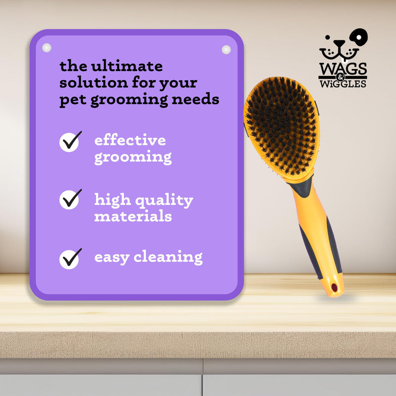 Wags & Wiggles Double Sided Dog Brush - Efficient Pet Grooming for Long or Short Haired Dogs & Cats, Shedding Brush, Detangling Pin & Bristle Dog Hair Remover Bristle and Pin Brush One Size