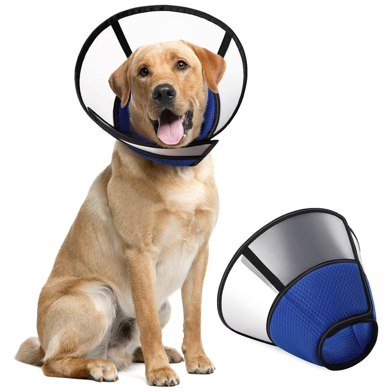 ASENKU Adjustable Dog Cone Collar, Comfortable Cone for Dogs After Surgery, Soft Dog Cone, Protective Pet Recovery Collar for Large Medium Small Dogs, Elizabethan Collar Dog Blue XL