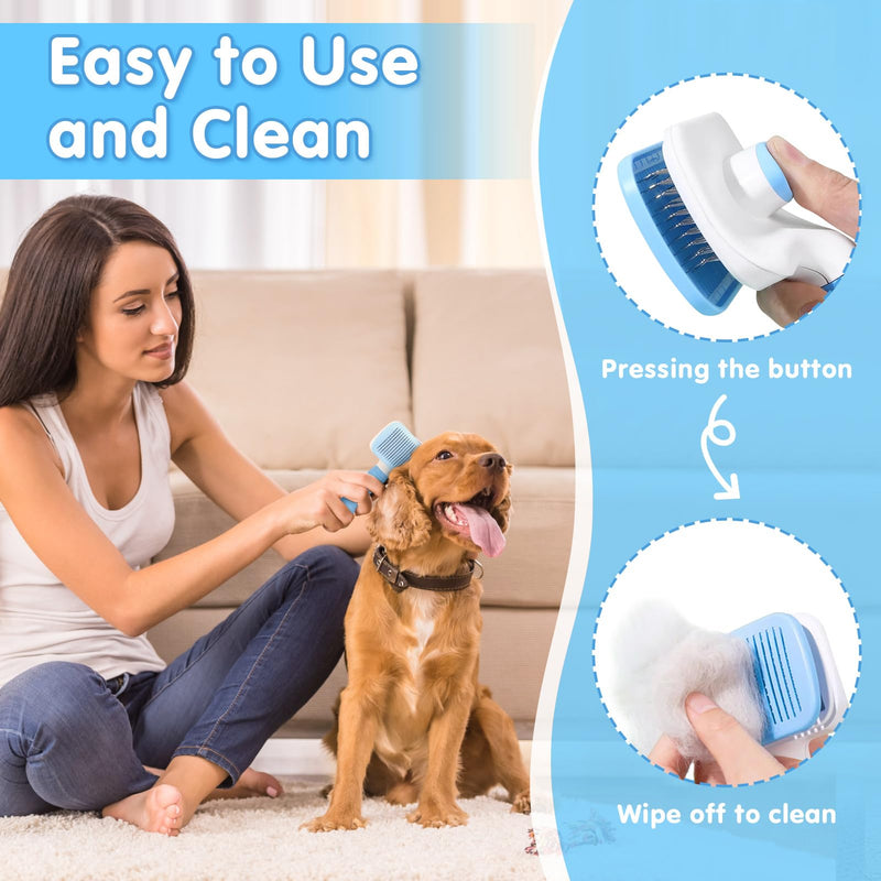 Cat Grooming Brush, 9PCS Dog Brush Kit with Pet Nail Clipper and File, Deshedding Brush for Cats, Cats Dog Shedding Brushs for Small Large Pets, Includes Flea Comb, Bath Brushs,Undercoat Rake (Blue) Blue - PawsPlanet Australia