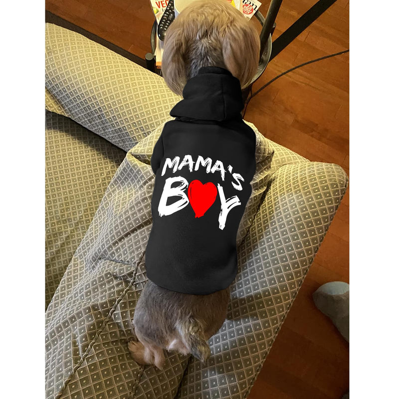 Cat Hoodies for Cats Pet Puppy Clothes Dog Hoodie Mama'Boy Printed Hooded Sweatshirt for Small Medium Size Dogs(Black,L) Black Large - PawsPlanet Australia