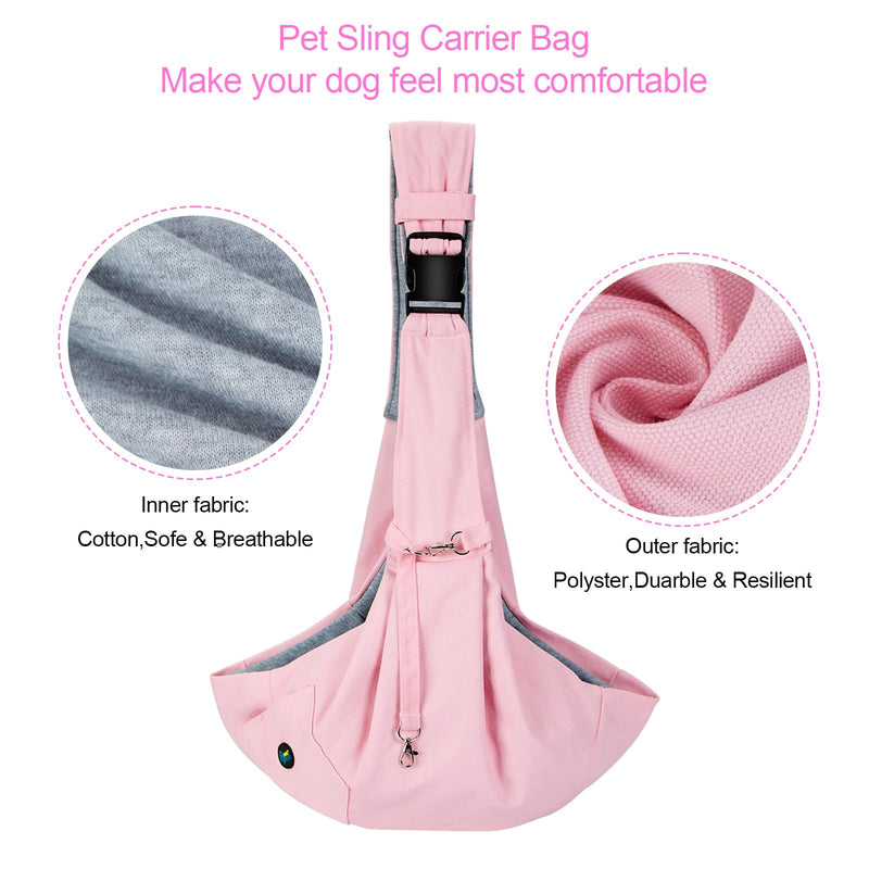 OWNPETS Pink Pet Sling Carrier, Pet Sling Carrier Bag Safe,Fit 10~15lb Cats&Dogs, Comfortable, Adjustable, Perfect for Daily Walk, Outdoor Activity and Weekend Adventure - PawsPlanet Australia