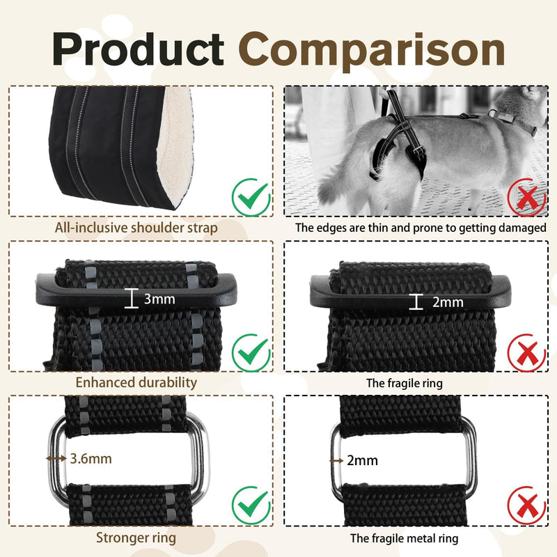 Adjustable Dog Lifting Harness for Large Dog Mobility Aids Support Sling for Weak Rear Legs Dog Lifting Harness for The Senior Injured Disabled and After ACL Surgery Rehabilitation Dog (Black, L)