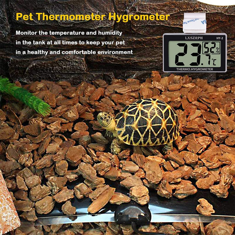 Reptile Thermometer Hygrometer HD LCD Reptile Tank Digital Thermometer with Hook Temperature Humidity Meter Gauge for Reptile Tanks, Terrariums, Vivarium (2packs) 2packs