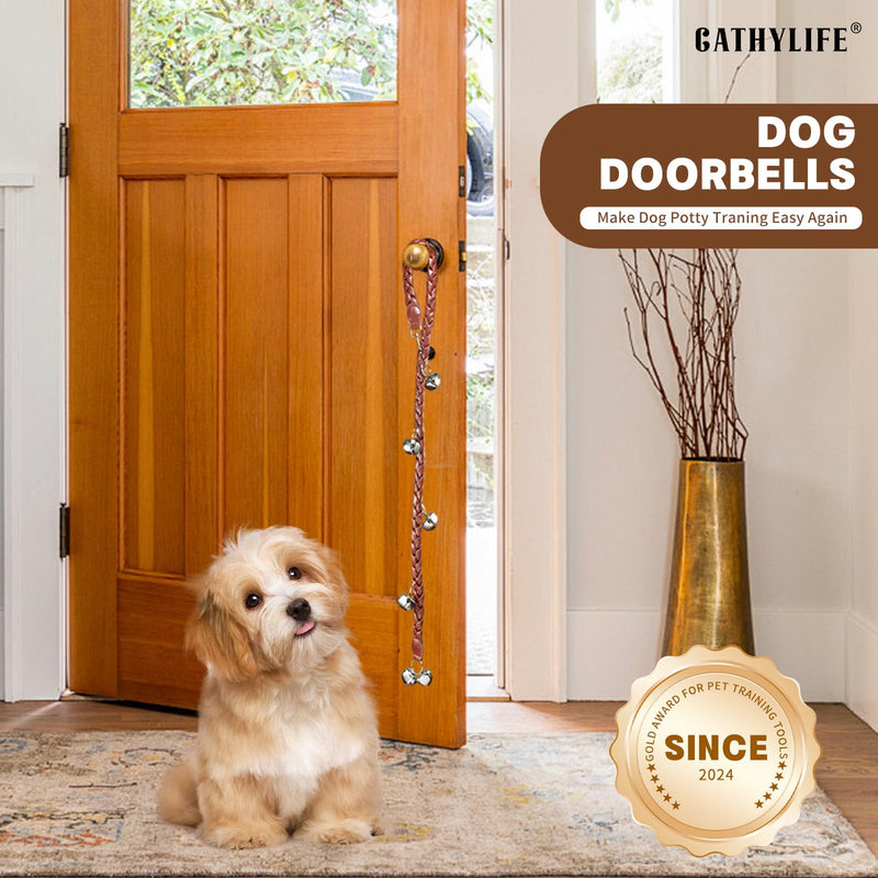 Dog Bells to Go Outside & Puppy Potty Training. Adjustable Dog Door Bell Ring to Go Potty. Handmade with Premium PU Leather. Twisted Style. (Brown) Brown - PawsPlanet Australia