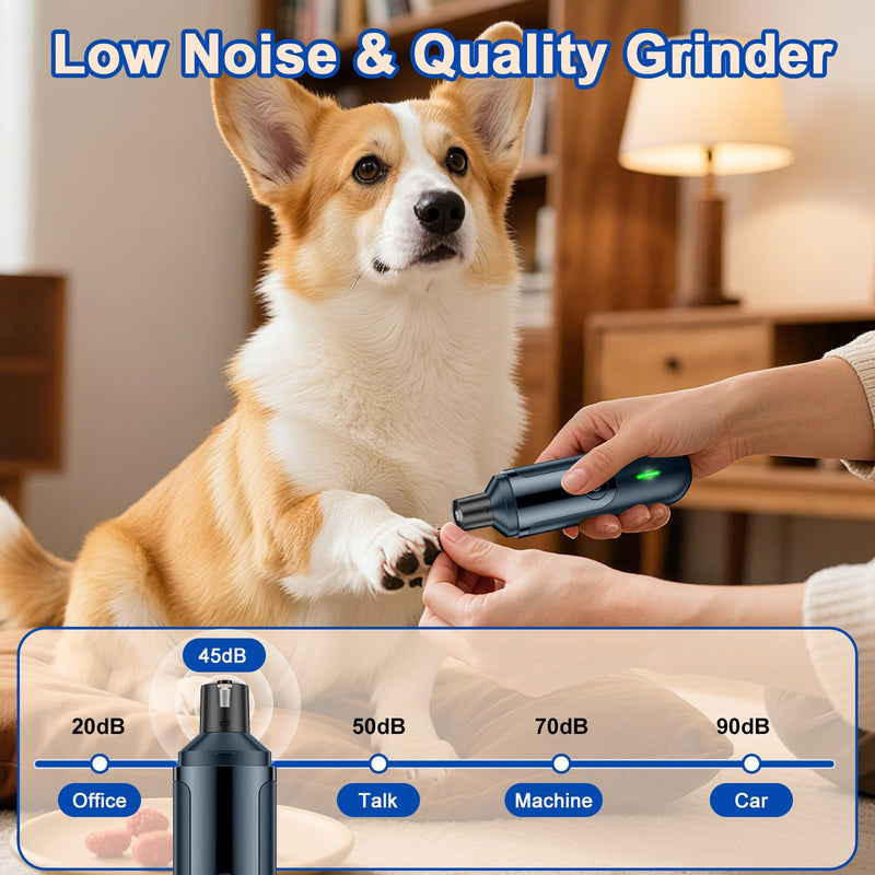 Dog Nail Grinder, Quiet and Low-Vibration Dog Nail Trimmers for Large Dogs, Medium, Small Dogs Cats Pets Blue - PawsPlanet Australia