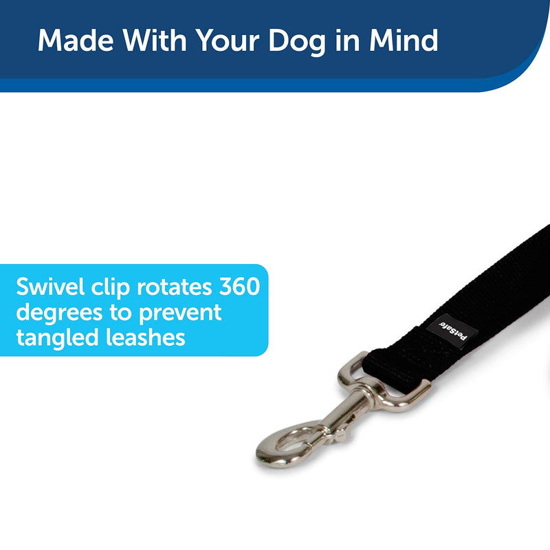 PetSafe Nylon Dog Leash - Strong, Durable, Traditional Style Leash with Easy to Use Bolt Snap - 3/8 in. x 6 ft., Black 3/8 in. x 6 ft. - PawsPlanet Australia