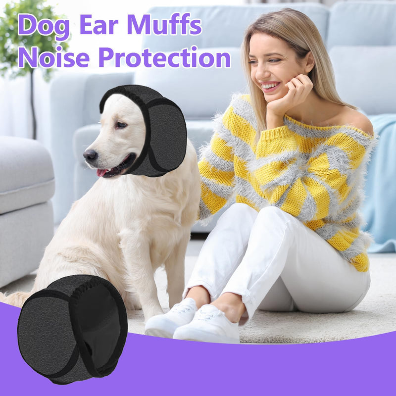 Dog Ear Defenders, Waterproof Adjustable Protectors, Soothing Hoodie Noise Protection, Relieve Pet Anxiety, Dogs Ear Covers for Grooming, Bathing, Swimming (Gray, L)