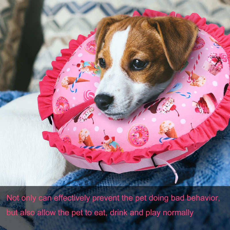 CuteBone Inflatable Cat Cone Collar to Stop Licking After Surgery-Double Adjustable Neck Range P23SO00102S Upgrade-dessert Small
