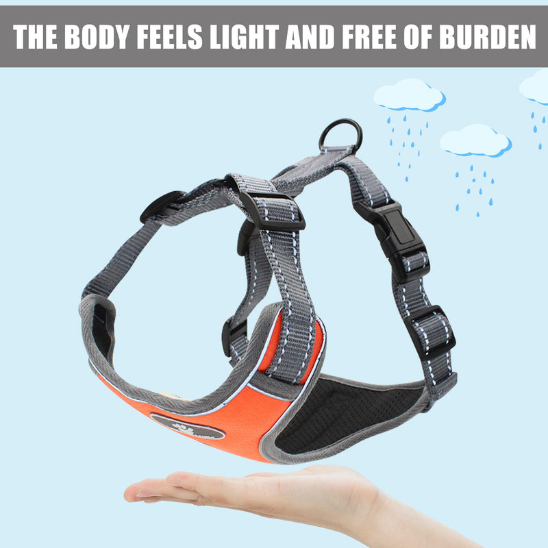 DYAprWu No Pull Dog Harness Adjustable Reflective Harness No Choke Escape Proof Harness Step in Harness for Small Medium Large Dogs Cats Medium (Chest Girth 19"-25") Orange