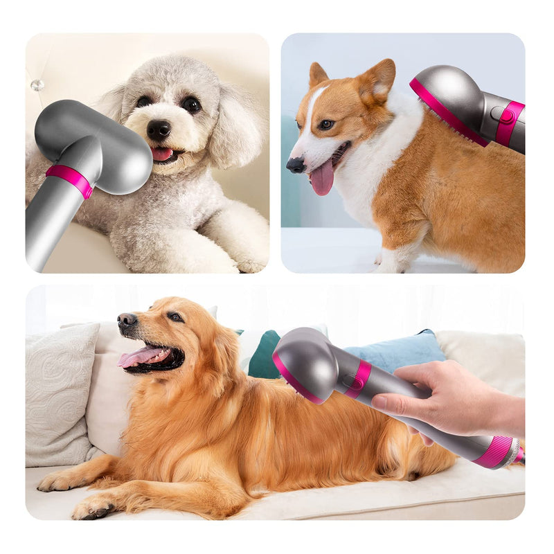 Dog Hair Dryer, 2-in-1 Dog Hair Blower with Brush, 3-Modes Blow Professional Home Grooming Drying for Small Large Cat Pet Puppy Rose - PawsPlanet Australia