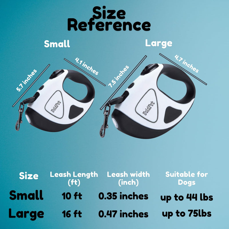 Retractable Dog Leash with LED Flashlight -16 Ft Tangle-Free Long Leash- Anti-Slip Grip - Dog Leashes for Large Dogs Heavy Duty up to 75 Lbs- One Handed Brake -Retractable Dog Leash with Light - PawsPlanet Australia