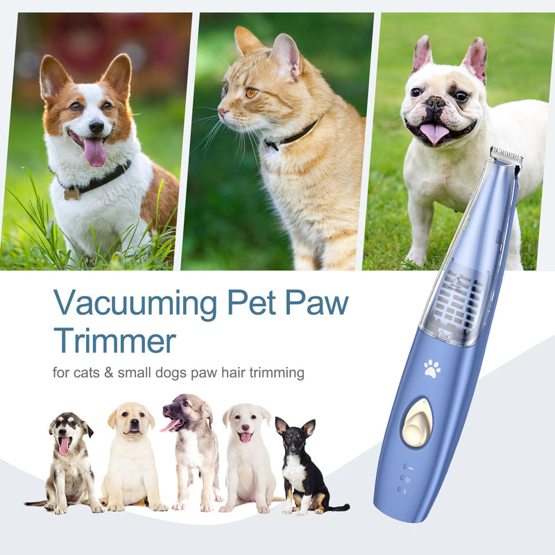 Upgraded Paw Hair Trimmer for Dogs, Rechargeable Dog Paw Trimmer, Snipping and Sucking, Cordless Electric Grooming Clippers, Two Modes, Small Pet Shave Trimmer for Cats Paws Face - PawsPlanet Australia