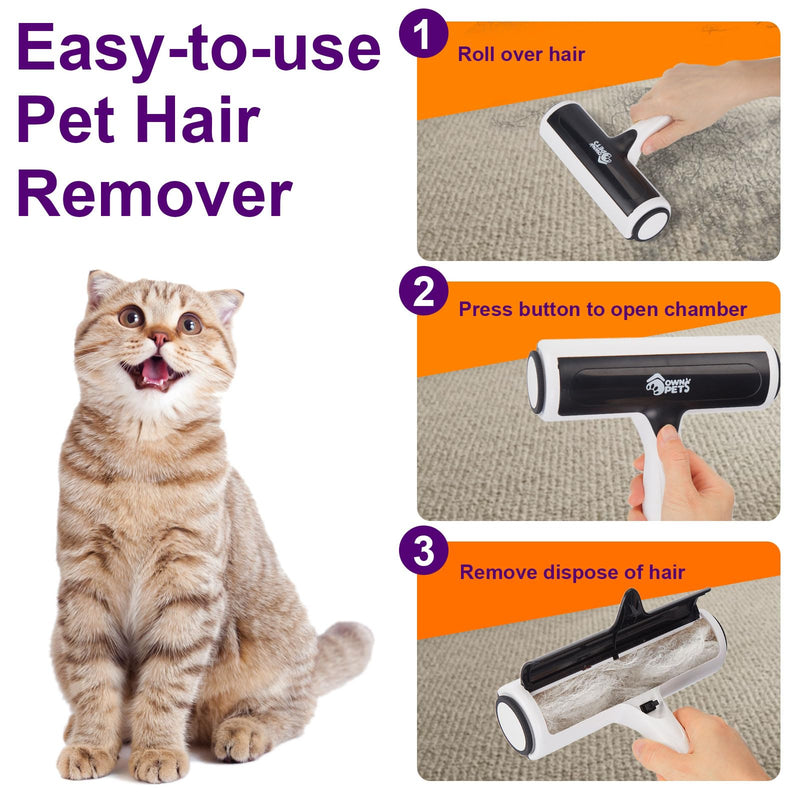 Ownpets Pet Hair Remover, Reusable Cat and Dog Hair Remover Roller, with Self-Cleaning Base, Dog Hair Removal Tool, Ideal for Couches, Furniture, Beds, Car Seats, Carpets Hair Remover Set