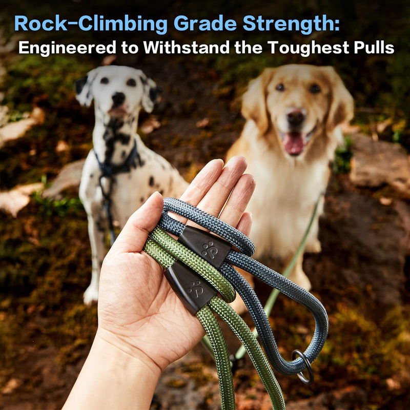 PawsPassion Rope Dog Leash 6 FT, 2-in-1 Heavy Duty Dog Leash with Seat Belt Buckle, Tangle Free 360ｰ Swivel Aviation Aluminum Carabiner, All Metal Hardware, Alloy O-Ring (Nightfall) Nightfall - PawsPlanet Australia