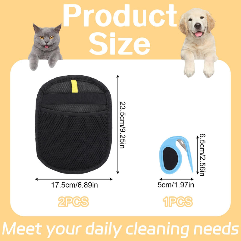 BOXOB 2pcs Five Fingers Pet Hair Removal Gloves, Double Sided Cat & Dog Grooming Cleaner Mitt Tool with Detangling Knife Reusable Electrostatic Pet Hair Remover Shedding for Couch Furniture Carpet - PawsPlanet Australia