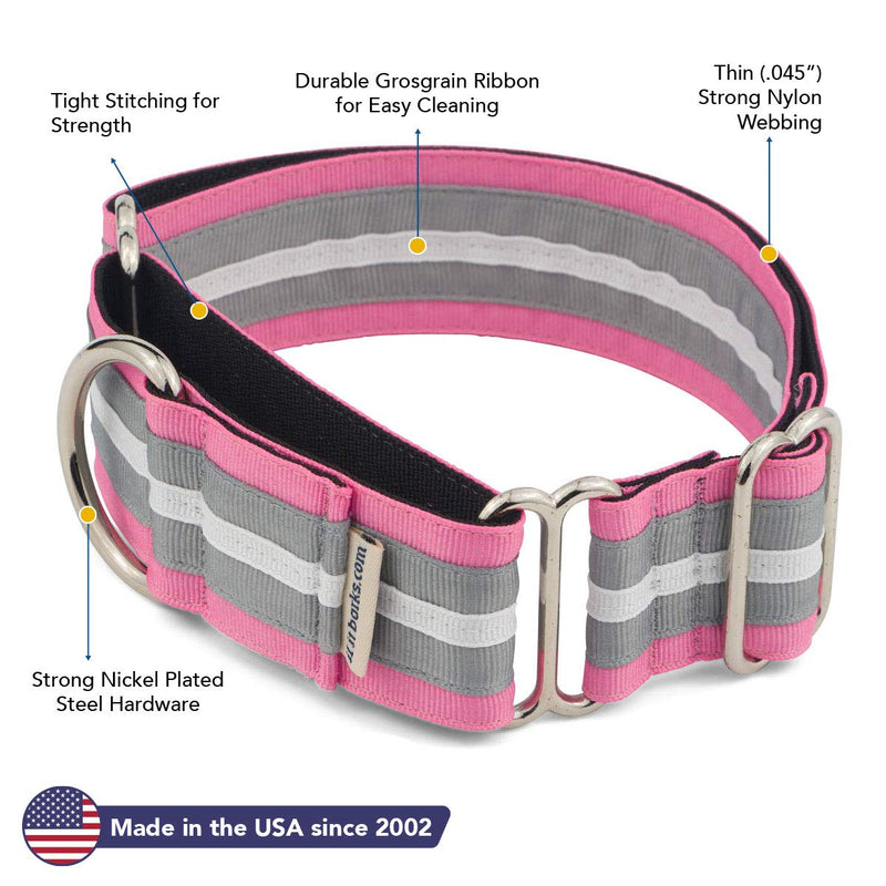 If It Barks - 1.5" Martingale Collar for Dogs - Adjustable - Nylon - Strong and Comfy - Ideal for Training - Made in USA - Medium, Spunky Medium (15"-22") - PawsPlanet Australia
