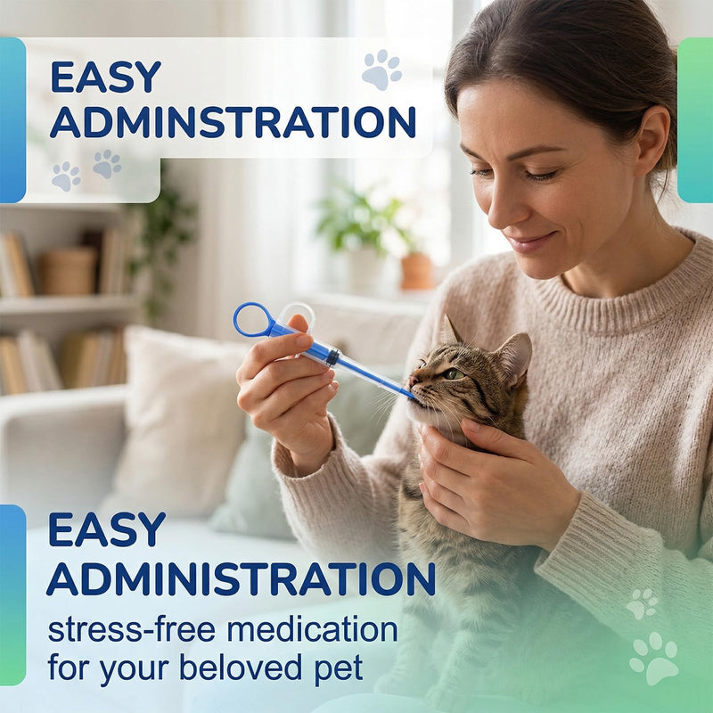 3-piece set of veterinary medicine dispensers - pill dispensers for cats and dogs - medication administration for pets - red, blue, green