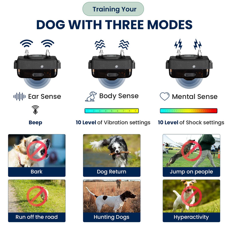 My Pet Command 1.25 Mile (6600 Ft) Dog Training Extra Collar Safe Dog Shock Collar Shock, Vibrate, Tone and Flashing Beacon Lights Waterproof Rechargeable Dog Hunting add Up to 3 Collars Extra Collar Only - PawsPlanet Australia