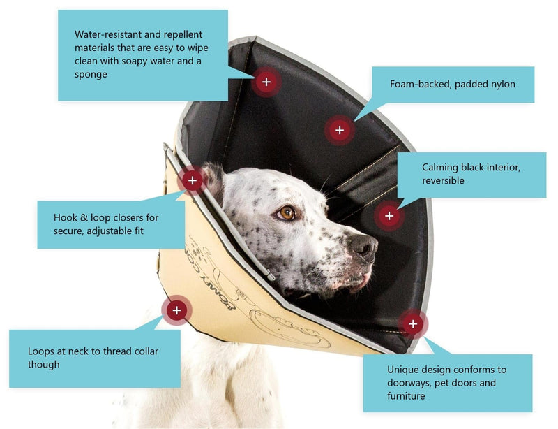 All Four Paws Comfy Cone Pet Cone for Dogs, Cats, Medium, Black - Comfortable Soft Dog Cone Collar Alternative for After Surgery, Wound Care, Spay, Neuter - Dog and Cat Recovery Elizabethan-Collar M(Neck to Nose 8")