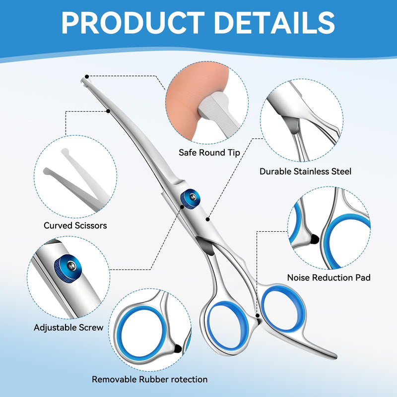 6 Pieces Dog Grooming Curved Scissor for Dog Professional Pet Grooming Scissors with Safety Round Tip Stainless Steel Pet Hair Trimming Scissors Set with Storage Bag 6PCS