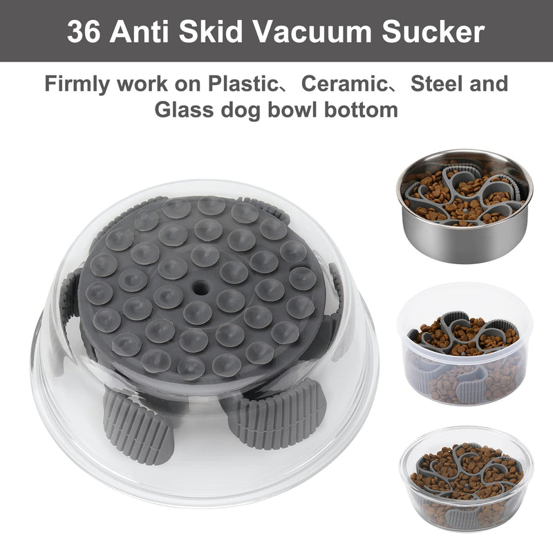 Dog Slow Feeder Dog Bowls Silicone Spiral Dog Food Bowls Feeder Insert to Slow Down Eating for Large Medium Small Breed Dogs Perfect with Stainless Steel Glass Ceramic Dog Bowls (Grey) Grey - PawsPlanet Australia