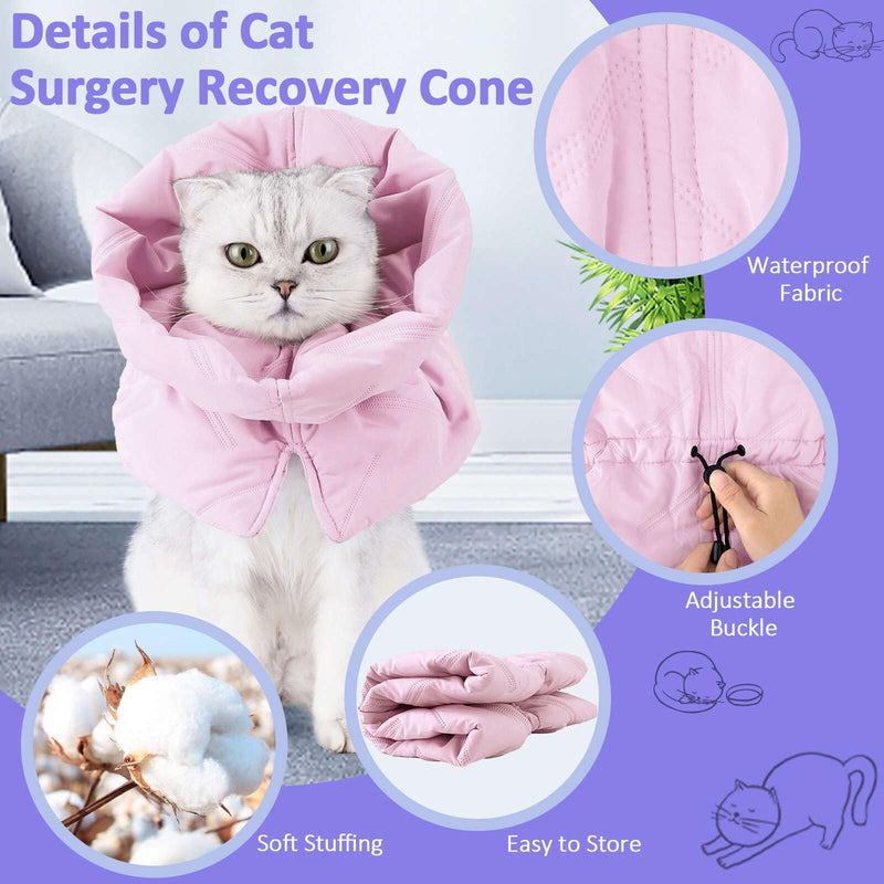 Cat Cone Collar Soft, Kitten Cone for Cats After Surgery Cat Recovery Collar to Stop Licking Scratching, Adjustable Lightweight Elizabethan Collar for Small Cats Kittens Cone of Shame Alternative Pink