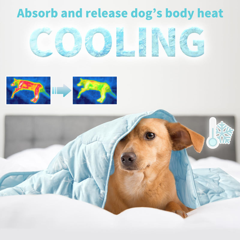 NWK Dog Cooling Blanket, Q-Max>0.345, Ice Silk Cool to Touch Material, Bed Cover, Furniture Protector Couch Sofa for Summer, Anxiety Relief-Machine Washable (Ocean Blue, 40'' X 60'') Ocean Blue 40*60 - PawsPlanet Australia