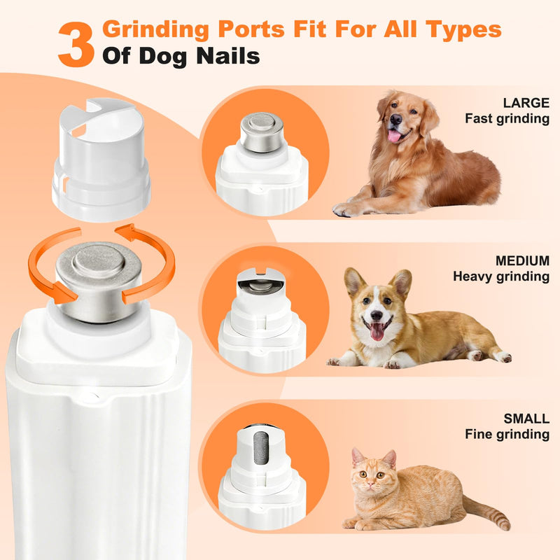 2-in-1 Dog Nail Grinder & Cat Nail Clippers Trimmers for Large Medium Small Dogs Cats Claw Trimmer Quick Sensor with 2 LED Lights Safety Guard USB Rechargeable Dogs Nail Trimmer (White) White - PawsPlanet Australia