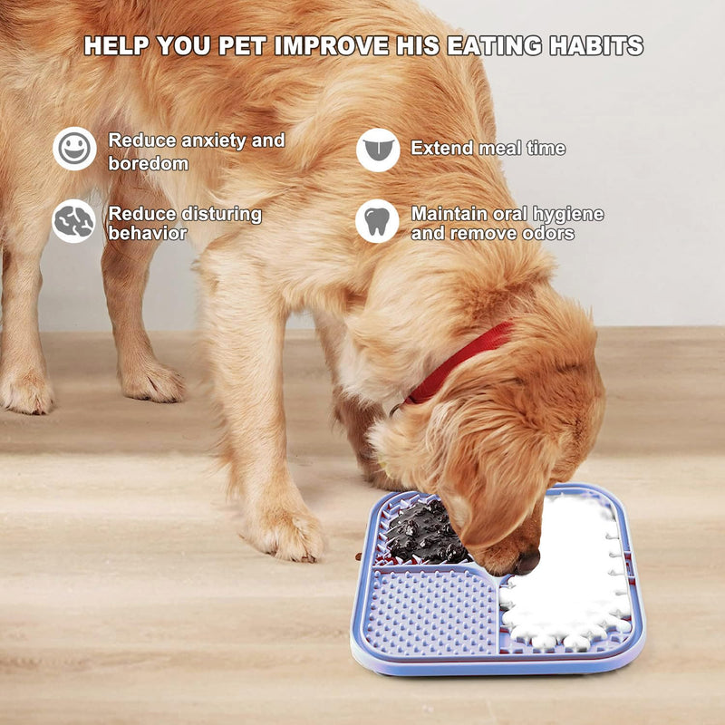 Licking Mat for Dogs & Cats 2 Pack, Slow Feeder Lick Pat for Large Dogs and Puppies, Anxiety Relief Dog Toys Feeding Mat for Butter Yogurt Peanut, Pets Bathing Grooming Training Mat (9.9'' × 6'') Cyan&Purple - PawsPlanet Australia