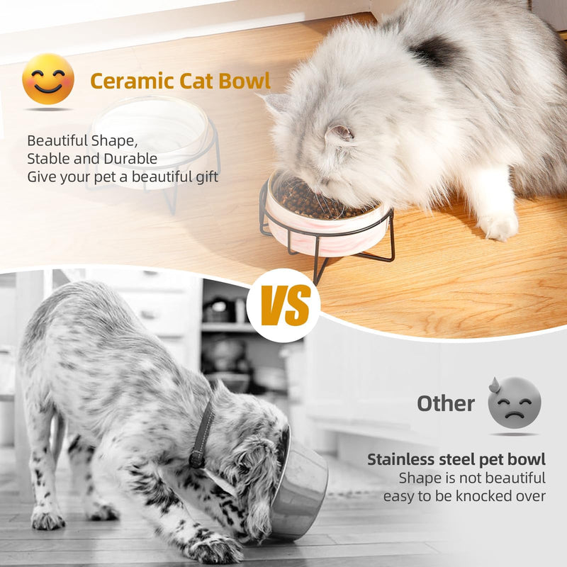 Dazzling Ceramic Elevated Cat Bowls, Dog Bowls, Pet bowls, Dog Cat Food Water Bowl, Raised Cat Food Bowls, Cat Bowls for Indoor, Dog Bowl stand, Pet bowl (Pink) Pink - PawsPlanet Australia