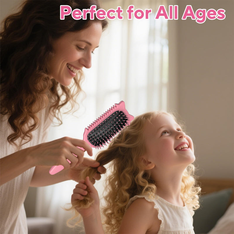 Curl Defining Brush, Curly Hair Brush for Curls Waves & Coils, Define, Volumize, Detangle Women Girls Curls, Reduce Hair Pulling Frizz, Fun Cat-Head Design, Pink, 1PCS - PawsPlanet Australia