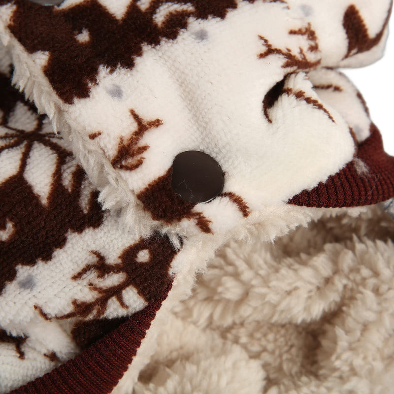 Christmas Dog Hooded Coat Thick Snowflake Elk Dog Winter Jacket for Small Medium Dogs (M) M