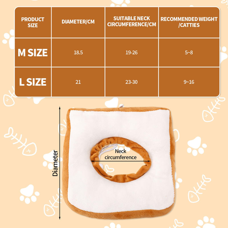 Bread Cat Cone Collar, Soft Adjustable Donut Cat Recovery Collar Lightweight Pet Kitten Cones to Stop Licking Wound Protective Dog Neck Accessories (M) M
