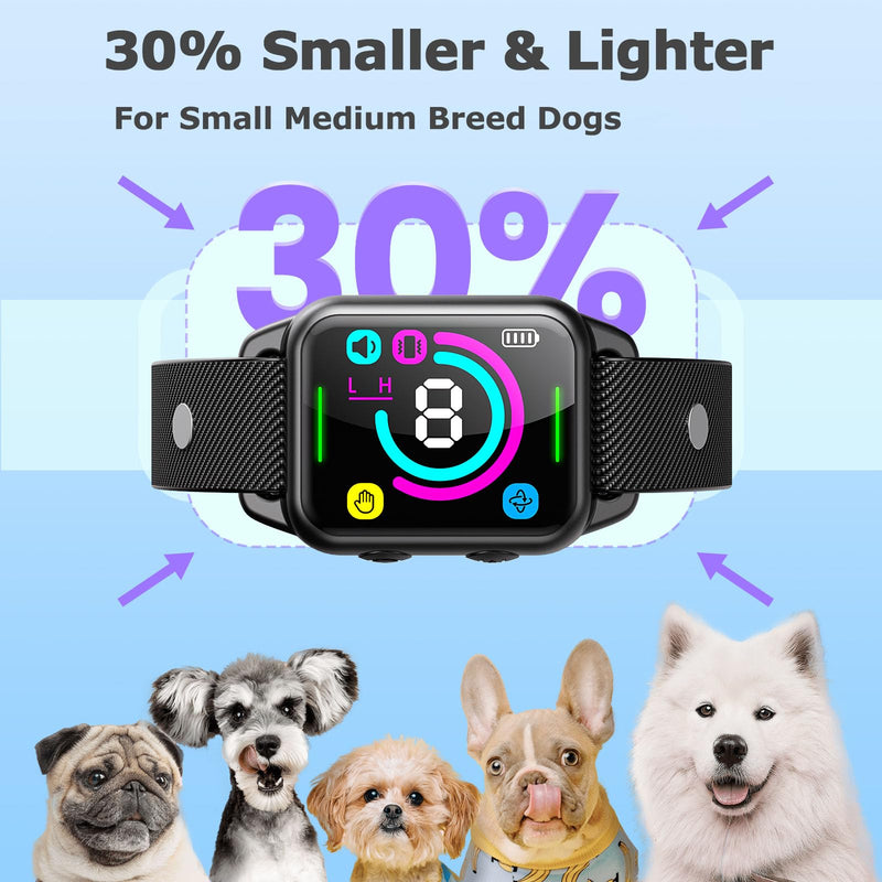 Bark Collar,Smart Dog Bark Collar for Small Medium Dogs with 8 Adjustable Sensitivity and 2 Vibrations Beep Rechargeable Anti Barking Training Collar No Shock Humane Bark Collars (Black) Black - PawsPlanet Australia