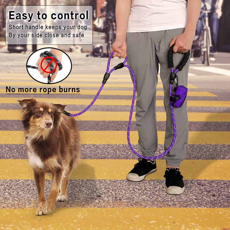 PLUTUS PET Rope Dog Leash 6ft Long,Traffic Padded Two Handle,Heavy Duty,Reflective Double Handles Lead for Control Safety Training,Leashes for Large Dogs or Medium Dogs,Dual Handles Leads(Violet) Rope-Violet - PawsPlanet Australia