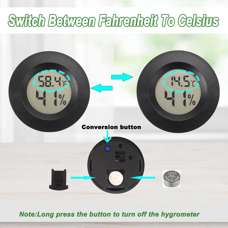 Reptile Thermometer and Humidity Gauge Digtal Terrarium Thermometer Circular Bearded Dragon Cage Accessories Reptile Temp and Humidity Gauge for Leopard Gecko Hermit Crab Gecko Lizard Etc 2pc 2 - PawsPlanet Australia