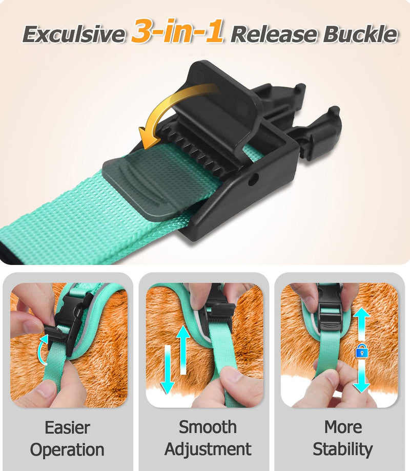Halypet Cat Harness and Leash Set [MAX Safety 4th-Gen Upgrade] Escape Proof Adjustable Cat Leash Comfortable Soft Vest Easy to Wear Kitten Harness with Reflective Strip for Cats Walking, S Green H600 Pro Green Small (7-12lb) - PawsPlanet Australia