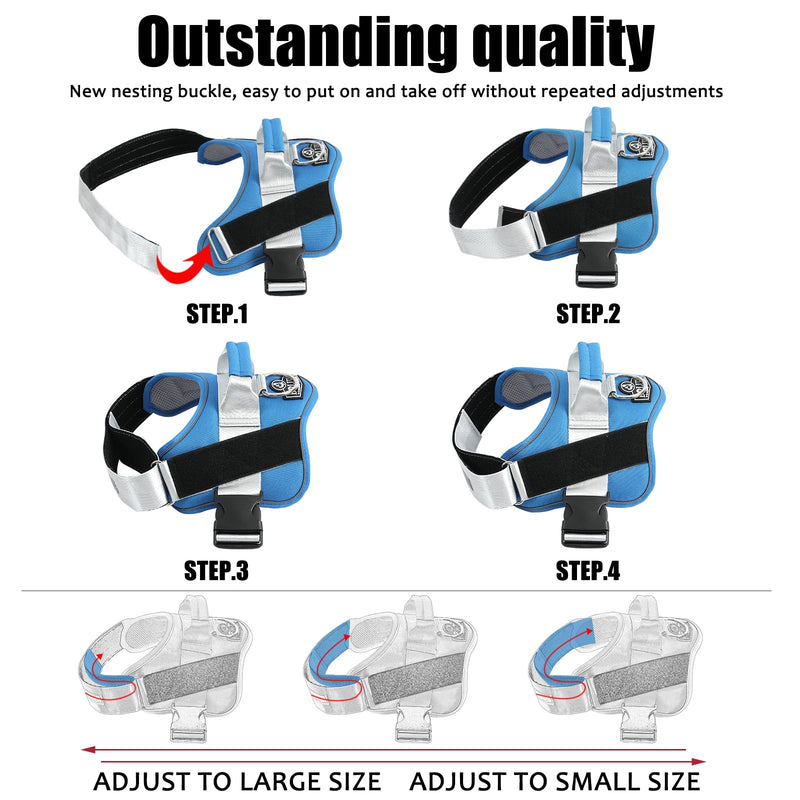 Bolux Dog Harness, No-Pull Reflective Dog Vest, Breathable Adjustable Pet Harness with Handle for Outdoor Walking - No More Pulling, Tugging or Choking Large (Pack of 1) BluePool - PawsPlanet Australia
