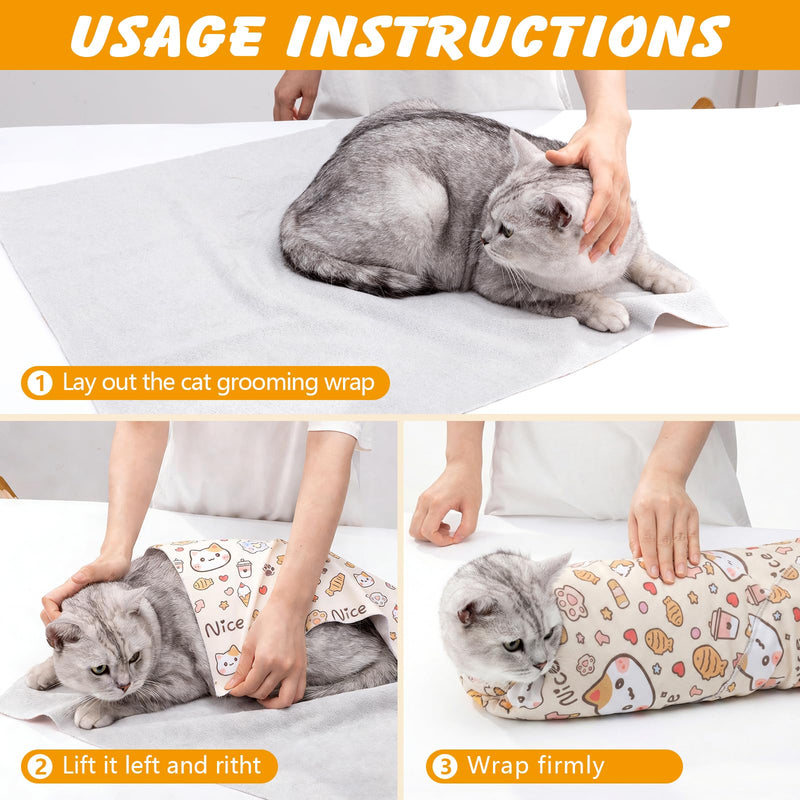 35.5 in Extra Large Cat Wrap for Cutting Nails, Self-Adhesive Cat Grooming Wrap Orange Anti-Escape Cat Restraint for Nail Clipping Cat Swaddle Wrap Cat Wrapping Cloth for Pet Cleaning and Beauty 35.5 inch - PawsPlanet Australia