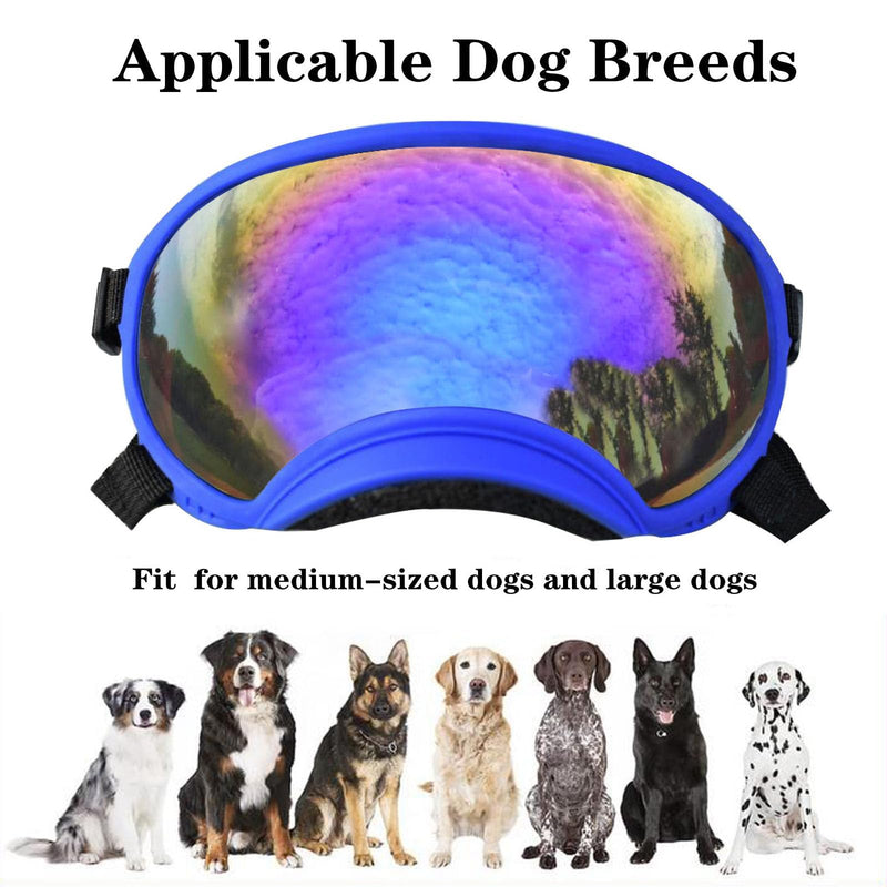 Soft Samll Dog Sunglasses Dog Goggles for Large Breed UV/Wind/Dust Protection Winproof Dog Puppy Sunglasses Pet Glasses Eye Wear with Adjustable Strap (Bule Frame & Bule Lens/Large) Bule Frame & Bule Lens/Large - PawsPlanet Australia
