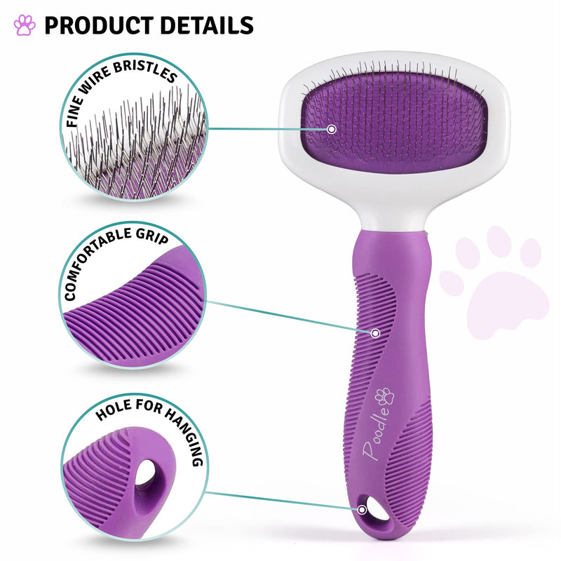 Poodle Pet Bundle - Detangling Pet Comb for Removing Matted Fur, Knots, and Tangles + Slicker Brush for Small and Large Dogs Pet Hair Remover, Safe and Gentle for Dogs and Cats - PawsPlanet Australia