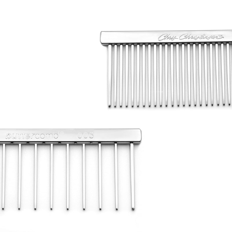Chris Christensen 003 7.5 in. F/XC Greyhound-Style Butter Comb, Groom Like a Professional, Rounded Corners Prevent Friction and Breakage, Solid Brass Spin with Steel Teeth, Chrome Finish. Metallic 003 - 7.5 Inch Extra Coarse/Fine