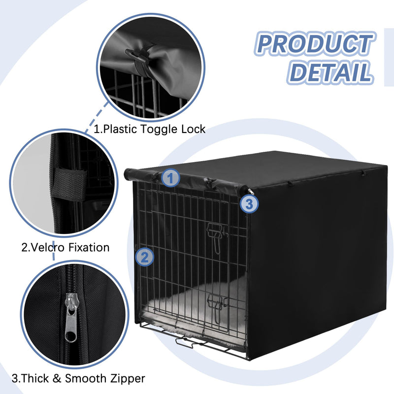 Dog Crate Cover - Double Door Waterproof Pet Kennel Cover, Durable 600D Polyester Protective Cage Cover for 24/30/36/42/48 Inch Dog Crate - Black 30 Inch - PawsPlanet Australia