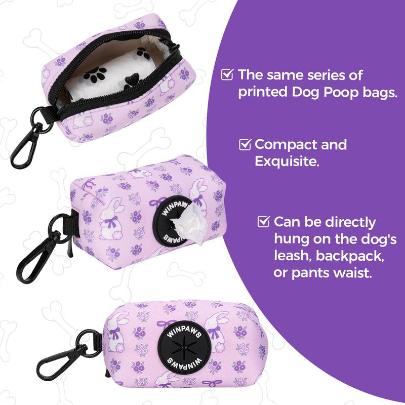 Dog Harness and Lead, Bow Tie Collar Set with Dog Poop Bag Holder and Bandanas, Escape Proof Adjustable Puppy Cat Vest with Soft Mesh Padded, Pet Supplies for Small Medium Dogs Kitten(Purple Rabbit,S) S（Chest：36-52cm,Neck:27-36cm） Purple Rabbit - PawsPlanet Australia