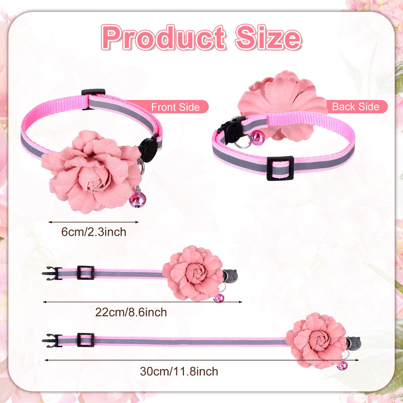 2 Pack Girl Cat Collar, Cute Flower Cat Collars, Flexible Adjustable Floral Cats Bowtie Collar, Removable Kitten Collars with Bells for Boys Girls Cats Puppies Small Pets, Purple Pink - PawsPlanet Australia