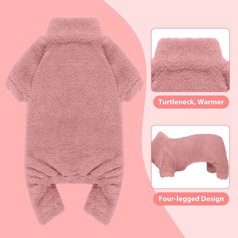 Fuzzy Dog Pajamas Turtleneck Dog Clothes Warm Soft Cozy Lightweight Dog Pjs Dog Sweaters for Small Dogs(Pink-S/M) Small/Medium Pink - PawsPlanet Australia